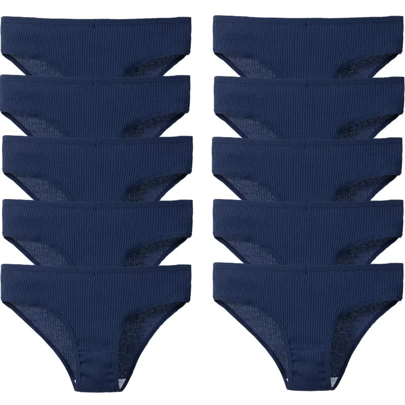 10-Piece Set: Trendy Striped Cotton Panties - Sexy, Comfortable & Breathable