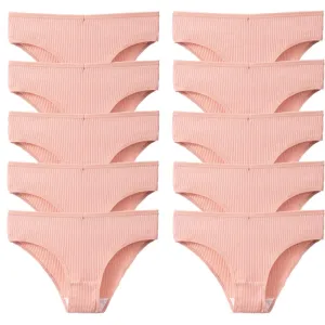 10-Piece Set: Trendy Striped Cotton Panties - Sexy, Comfortable & Breathable