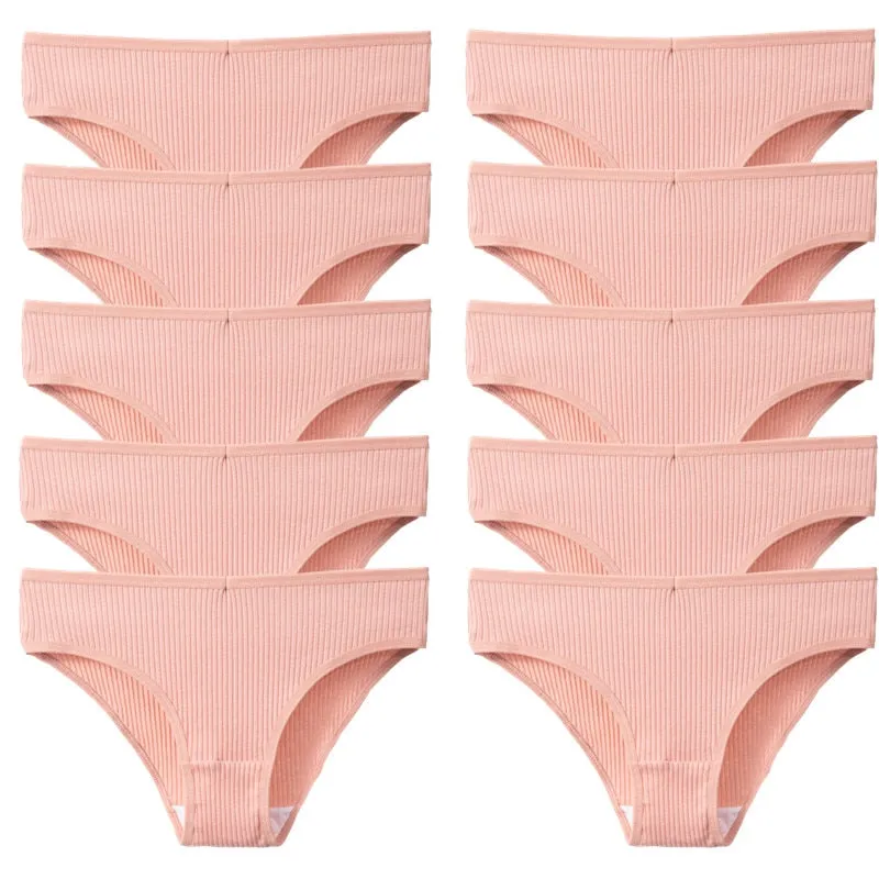 10-Piece Set: Trendy Striped Cotton Panties - Sexy, Comfortable & Breathable