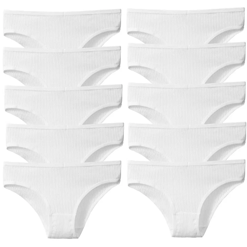 10-Piece Set: Trendy Striped Cotton Panties - Sexy, Comfortable & Breathable