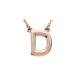 14K Rose Block Initial D 16" Necklace