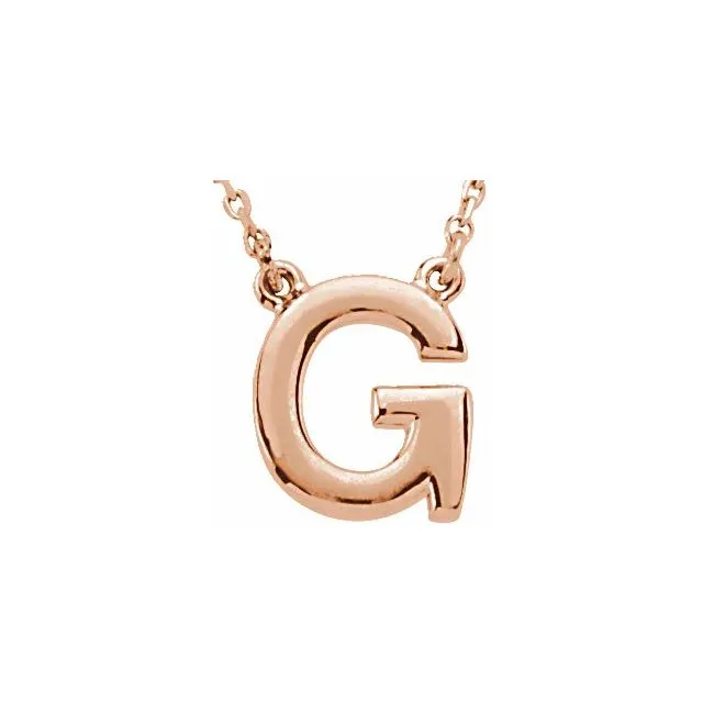 14K Rose Block Initial G 16" Necklace