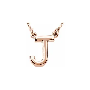 14K Rose Block Initial J 16" Necklace