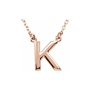 14K Rose Block Initial K 16" Necklace