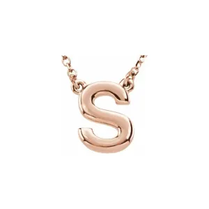 14K Rose Block Initial S 16" Necklace