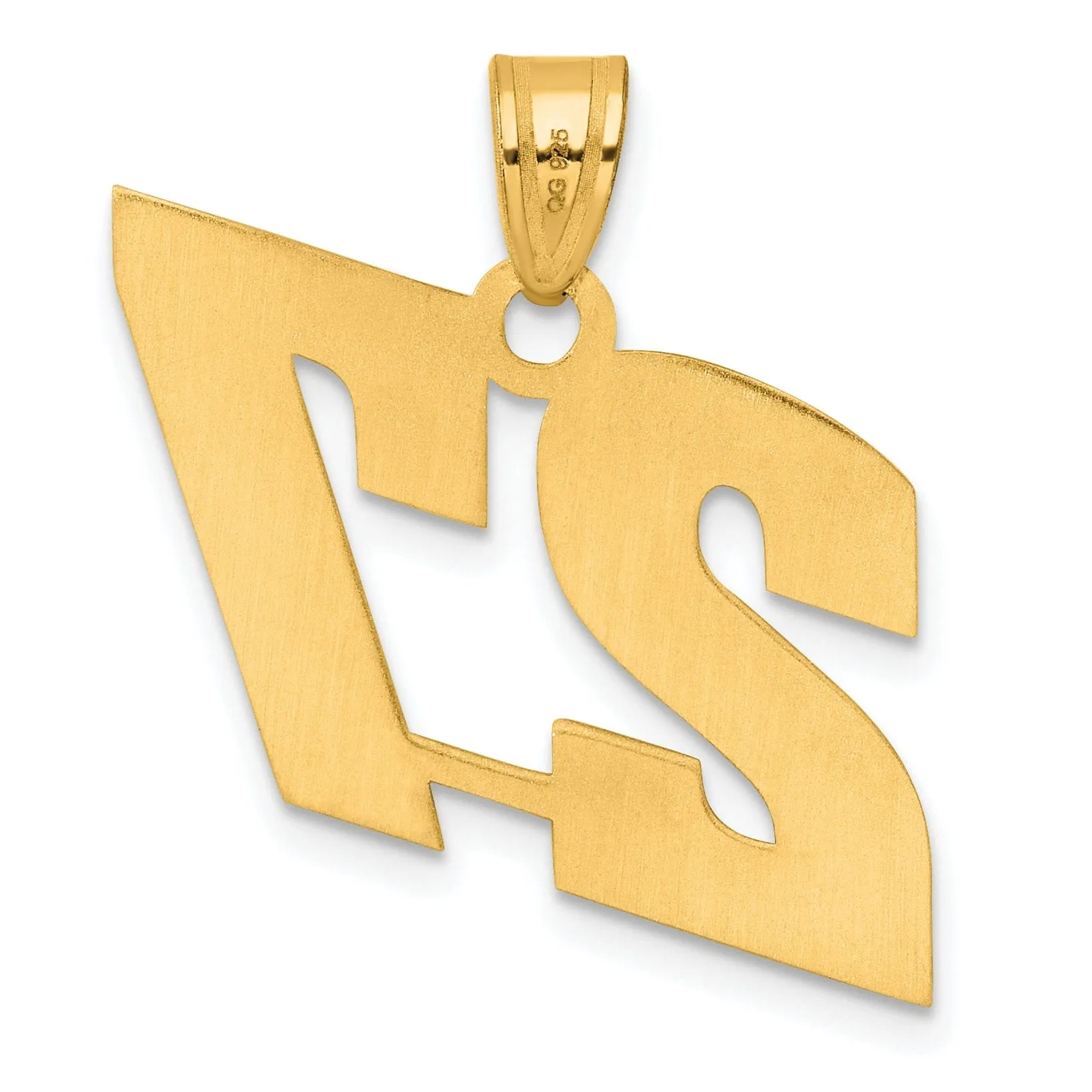 14k Yellow Gold Polished Finish Block Script Design Number 27 Charm Pendant