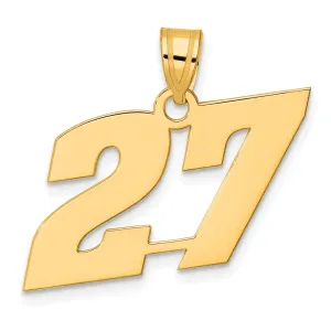14k Yellow Gold Polished Finish Block Script Design Number 27 Charm Pendant