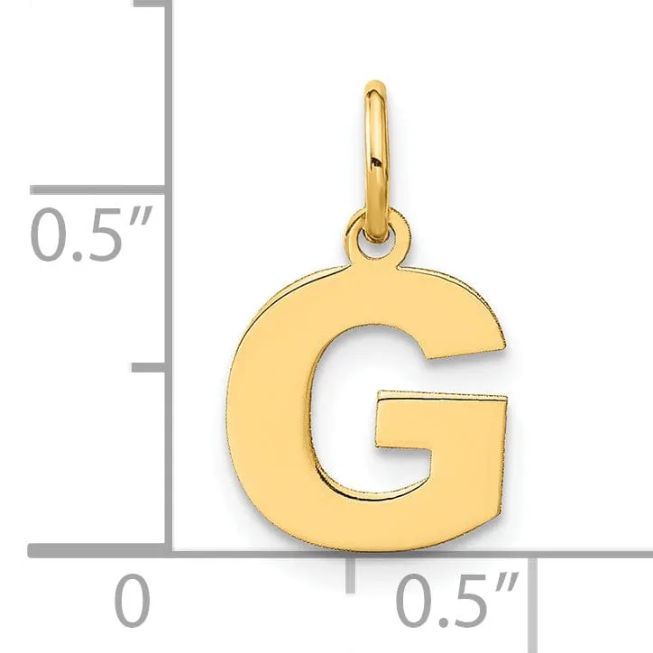 14k Yellow Gold  Small Size Letter G Initial Block Pendant
