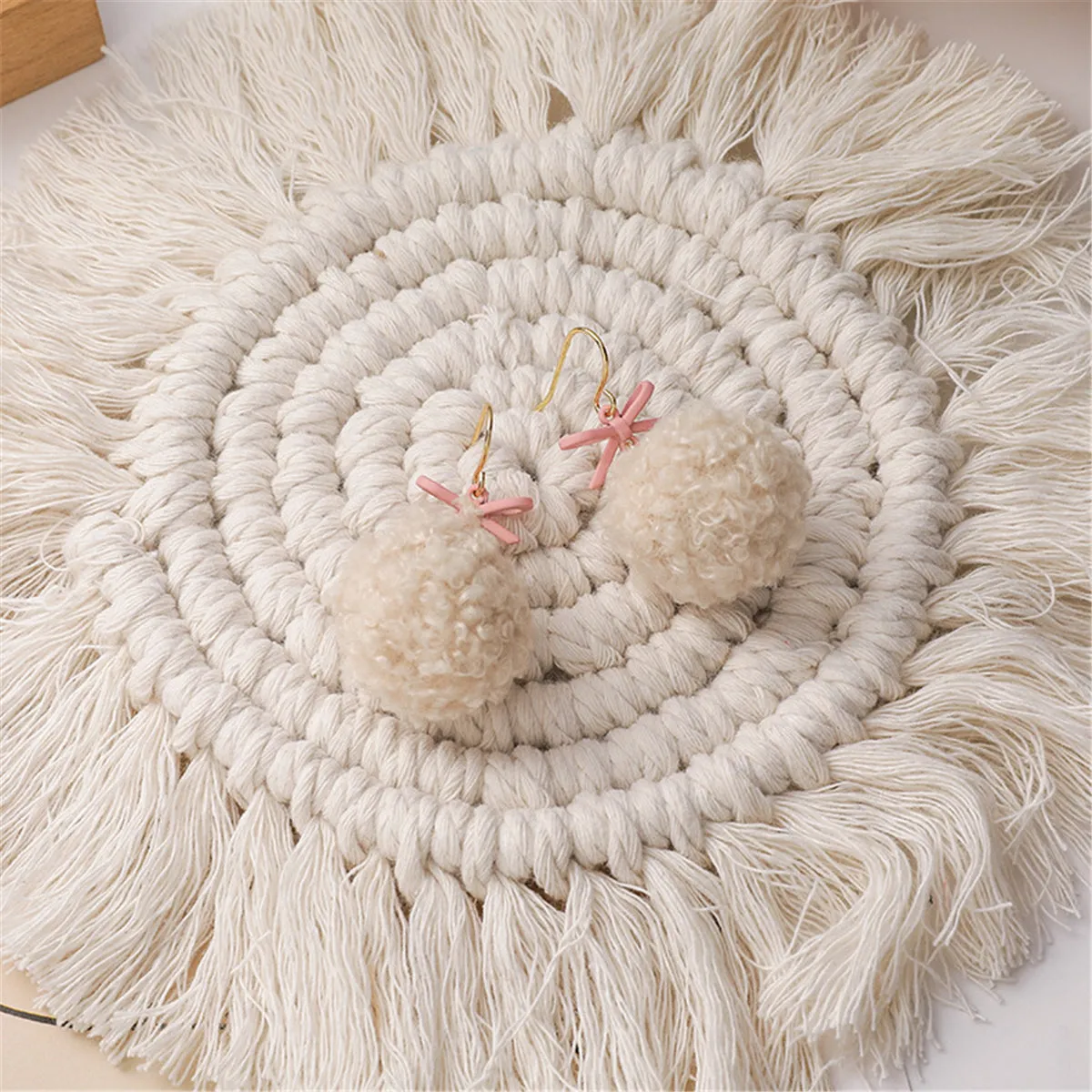 18K Gold-Plated & Pink Pompom Bow Ball Drop Earrings