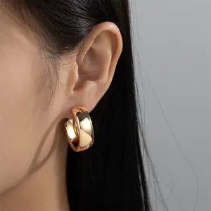 18K Gold-Plated Thick Hoop Earrings