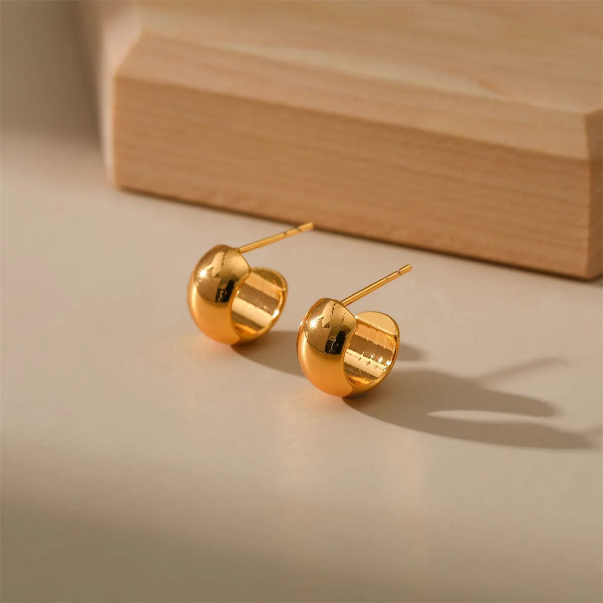 18K Gold-Plated Thick Huggie Earrings
