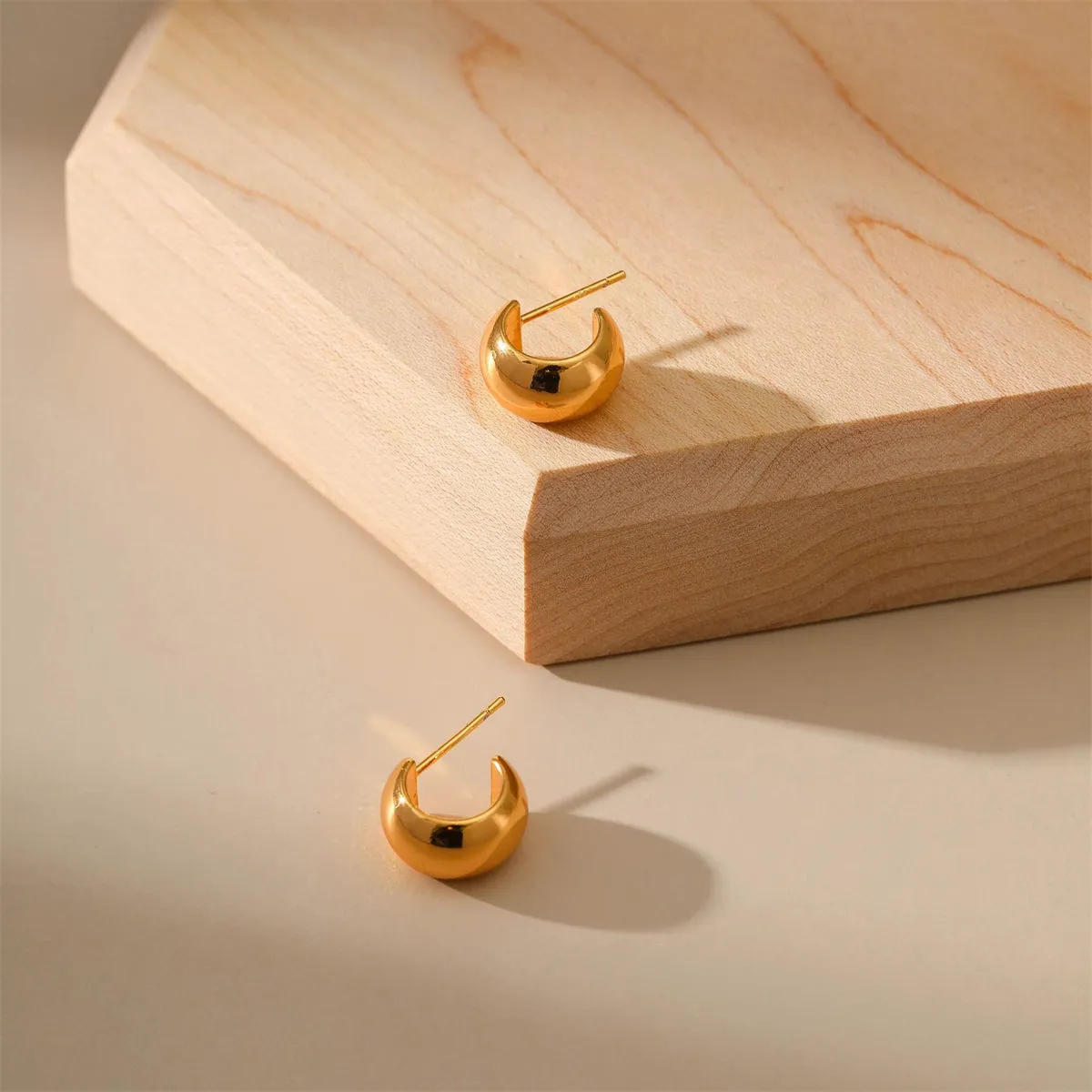 18K Gold-Plated Thick Huggie Earrings