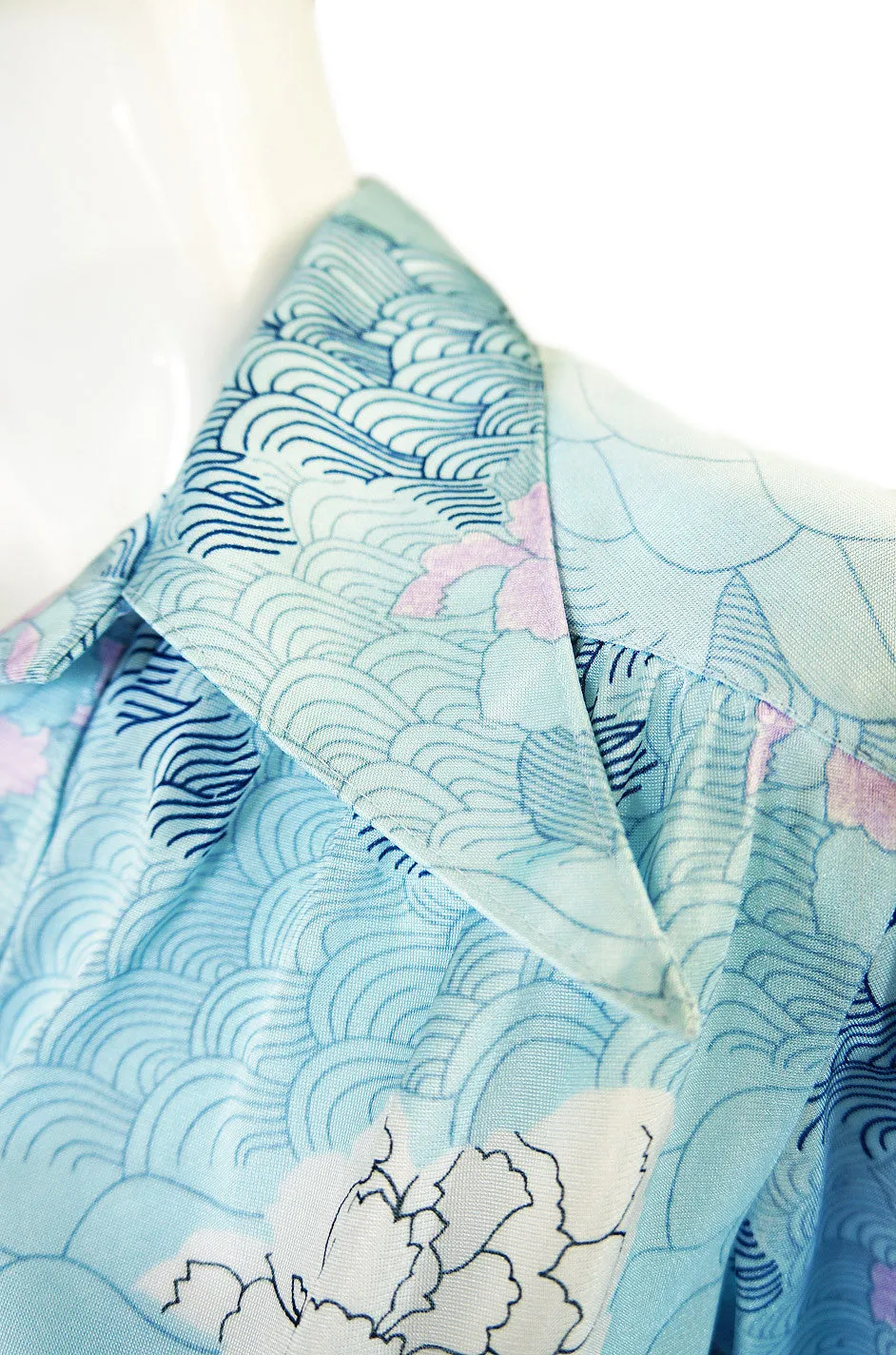 1970s Blue Print Lanvin Shirt Dress