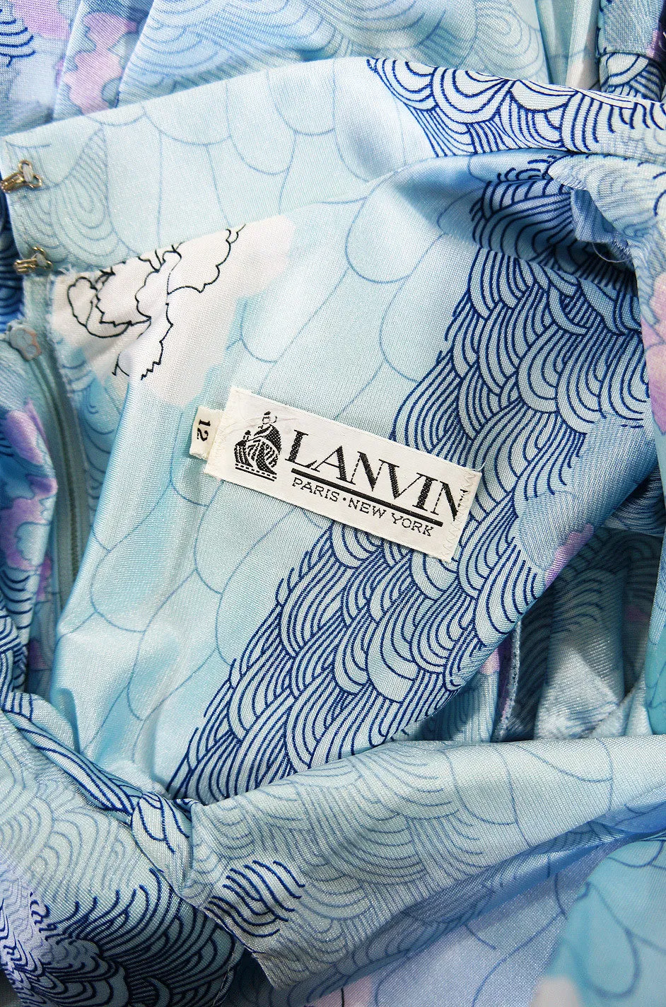 1970s Blue Print Lanvin Shirt Dress