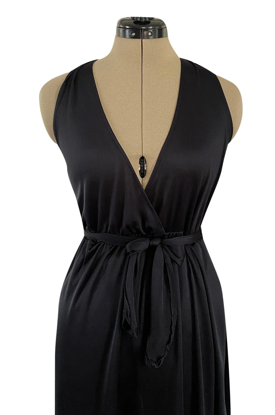 1970s Clobber by Jeff Banks Black Jersey Bare Back Halter Cut Skirted Jumpsuit