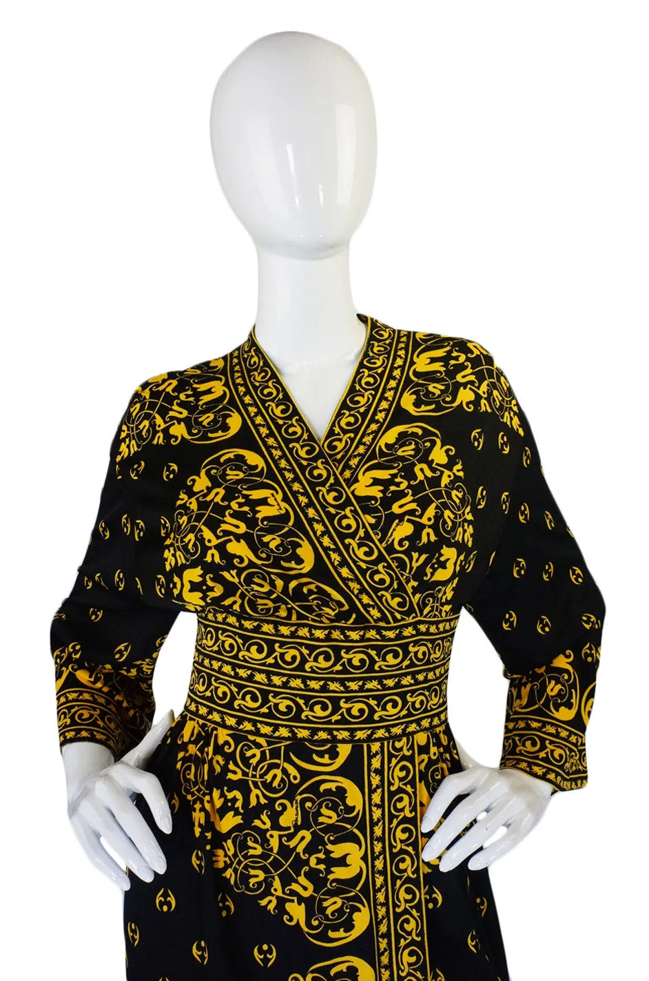 1970s Yellow & Black Maurice Dress