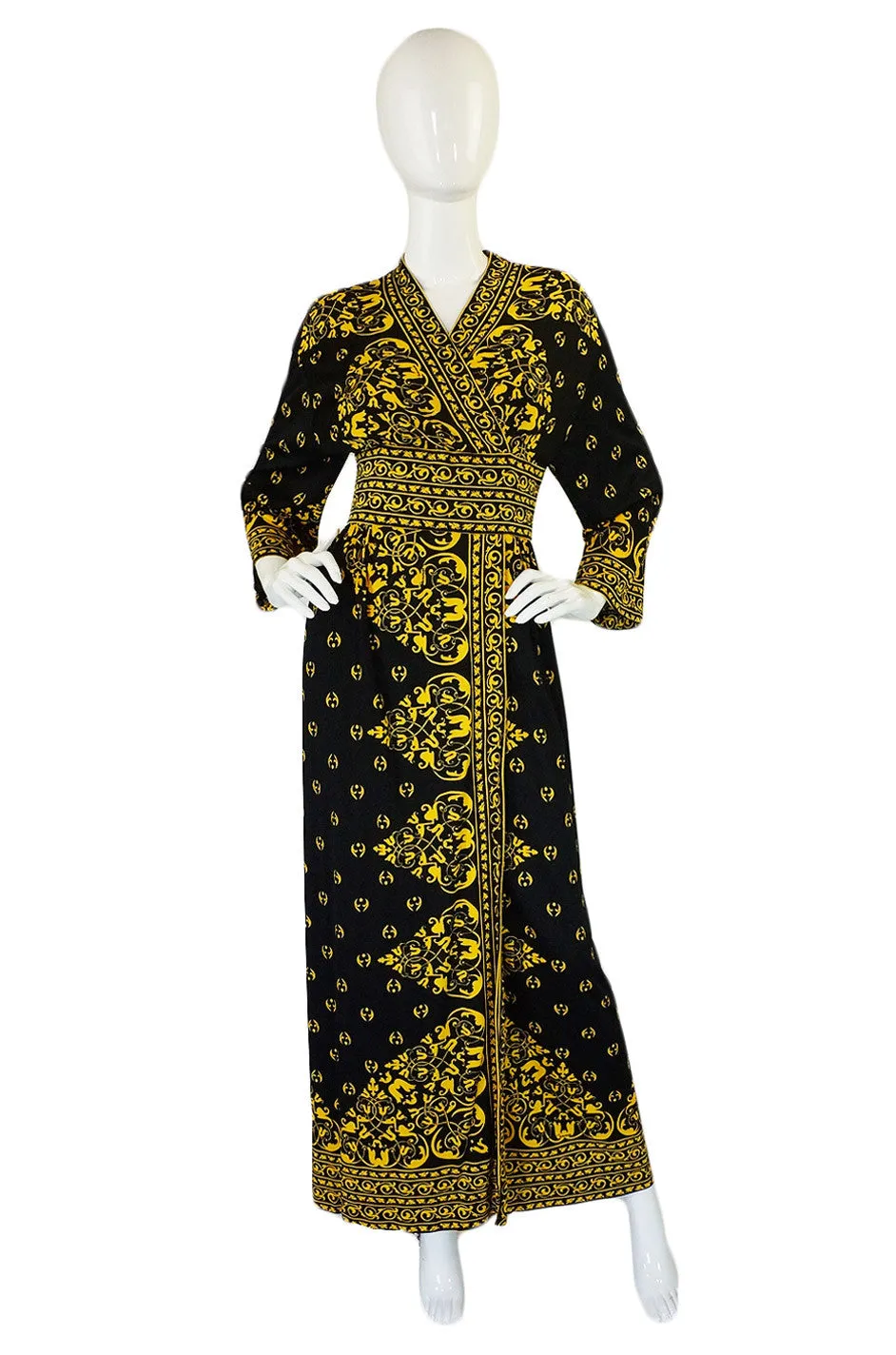 1970s Yellow & Black Maurice Dress