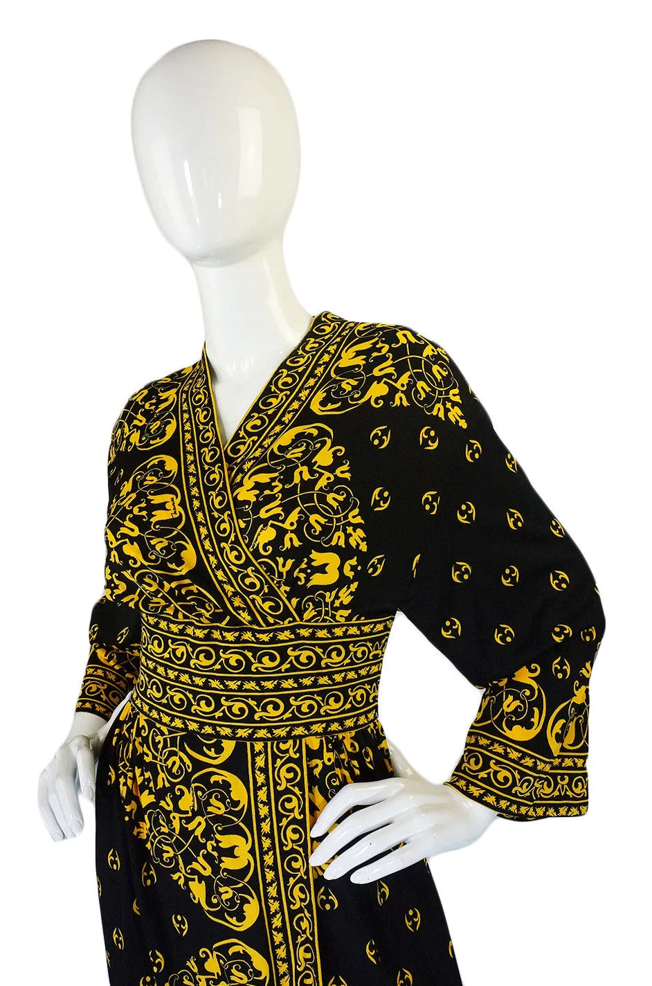 1970s Yellow & Black Maurice Dress