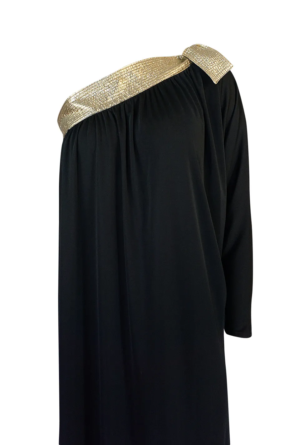 1980-1981 Bill Tice Black Jersey & Gold Accented Single Sleeve Dress