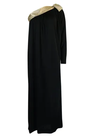 1980-1981 Bill Tice Black Jersey & Gold Accented Single Sleeve Dress
