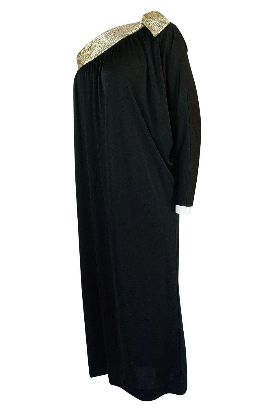 1980-1981 Bill Tice Black Jersey & Gold Accented Single Sleeve Dress