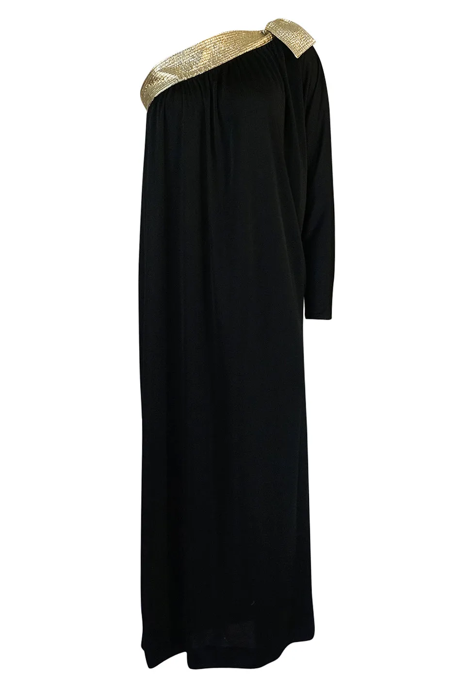 1980-1981 Bill Tice Black Jersey & Gold Accented Single Sleeve Dress