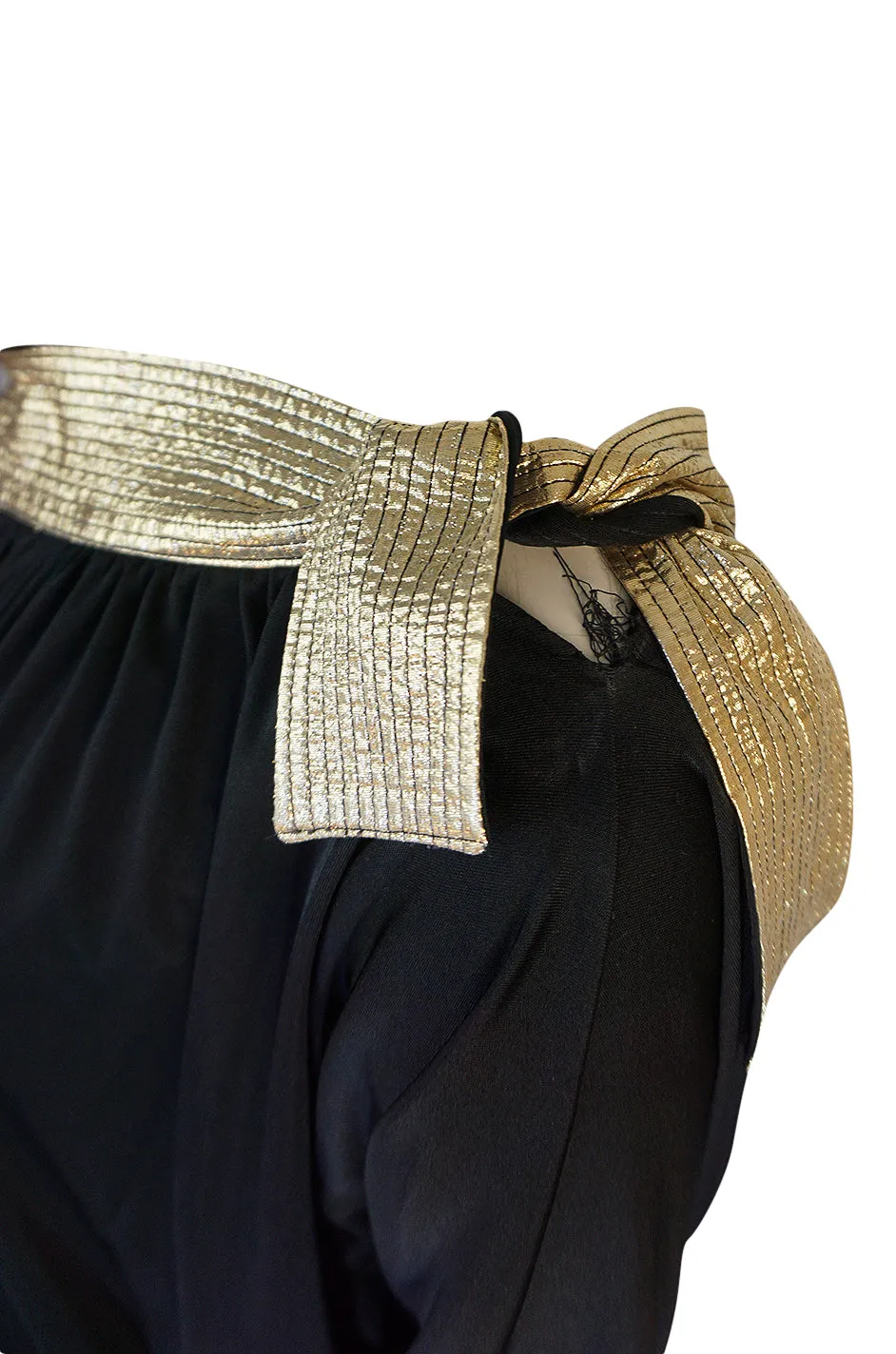 1980-1981 Bill Tice Black Jersey & Gold Accented Single Sleeve Dress