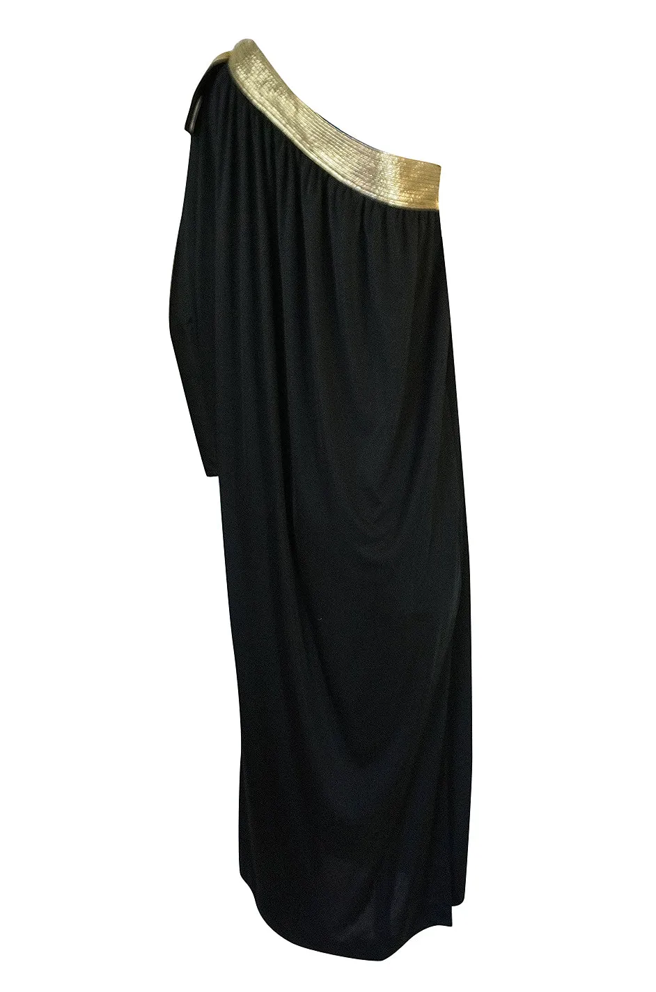 1980-1981 Bill Tice Black Jersey & Gold Accented Single Sleeve Dress