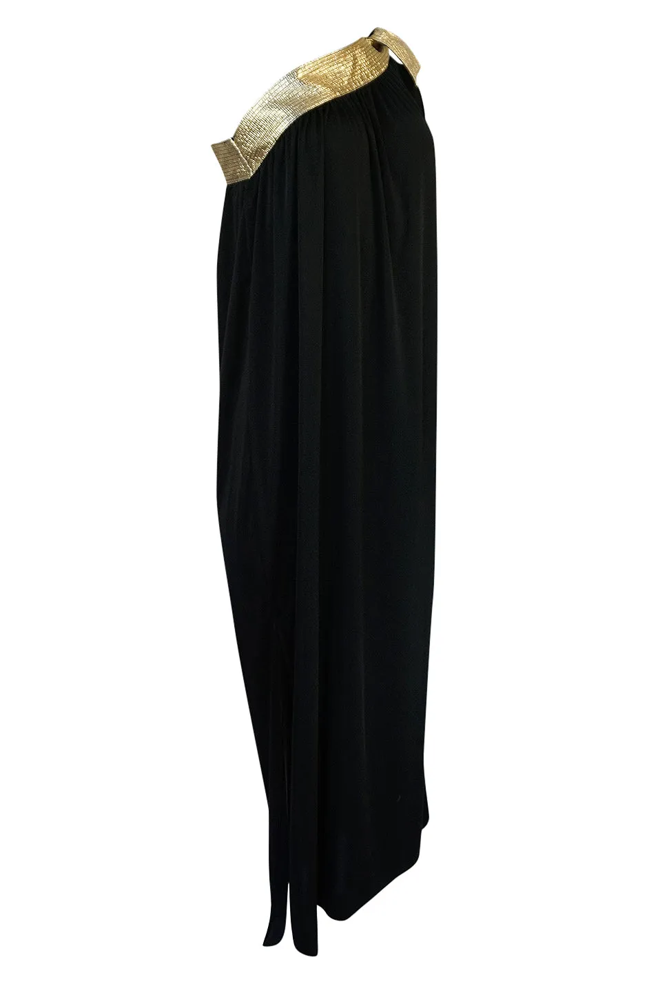 1980-1981 Bill Tice Black Jersey & Gold Accented Single Sleeve Dress
