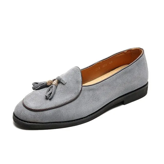 2020 New Style Italian Luxury Brand Tassel Man Leather Loafer Leather Casual Flats Round Toe Comfortable Office Men Dress Shoes