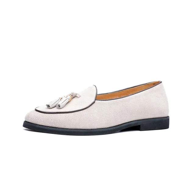 2020 New Style Italian Luxury Brand Tassel Man Leather Loafer Leather Casual Flats Round Toe Comfortable Office Men Dress Shoes