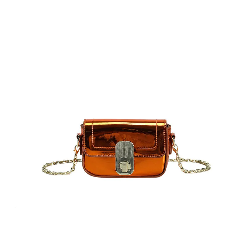 2023New Spring and Summer Bright Leather Women's Bag Special-Interest Design Chain Texture Fashion Mini Small Bag Candy Color Women's Bag