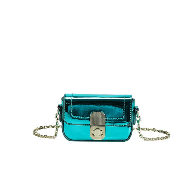 2023New Spring and Summer Bright Leather Women's Bag Special-Interest Design Chain Texture Fashion Mini Small Bag Candy Color Women's Bag