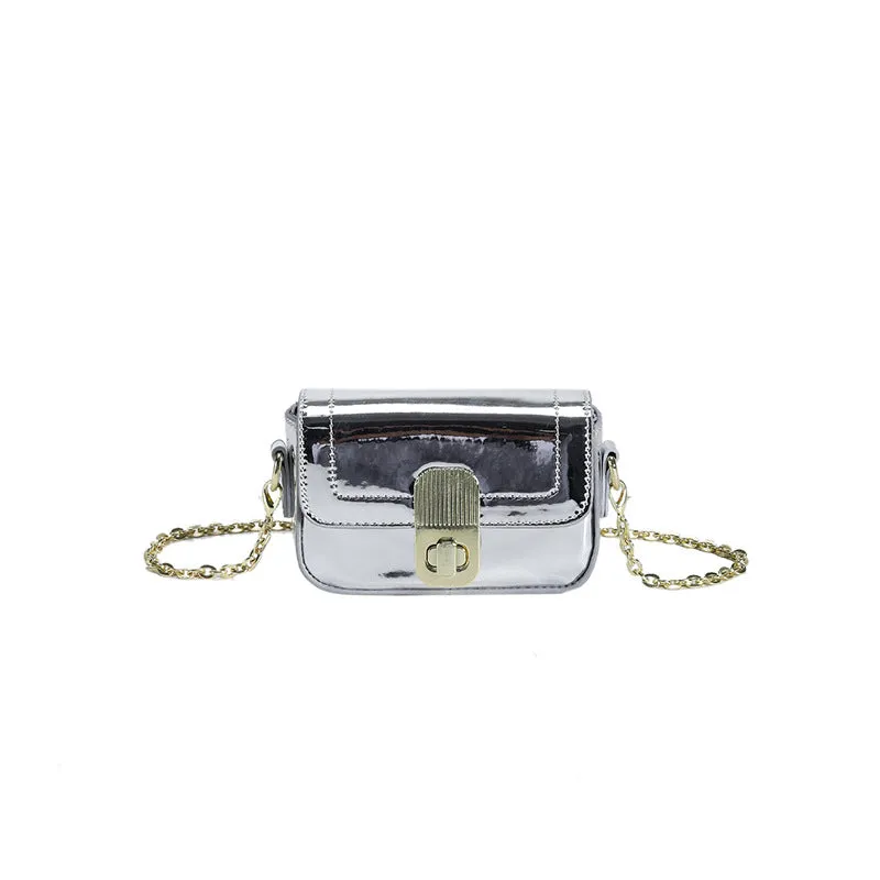 2023New Spring and Summer Bright Leather Women's Bag Special-Interest Design Chain Texture Fashion Mini Small Bag Candy Color Women's Bag