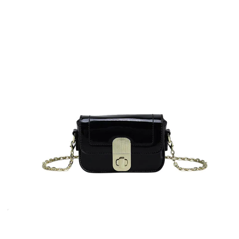 2023New Spring and Summer Bright Leather Women's Bag Special-Interest Design Chain Texture Fashion Mini Small Bag Candy Color Women's Bag