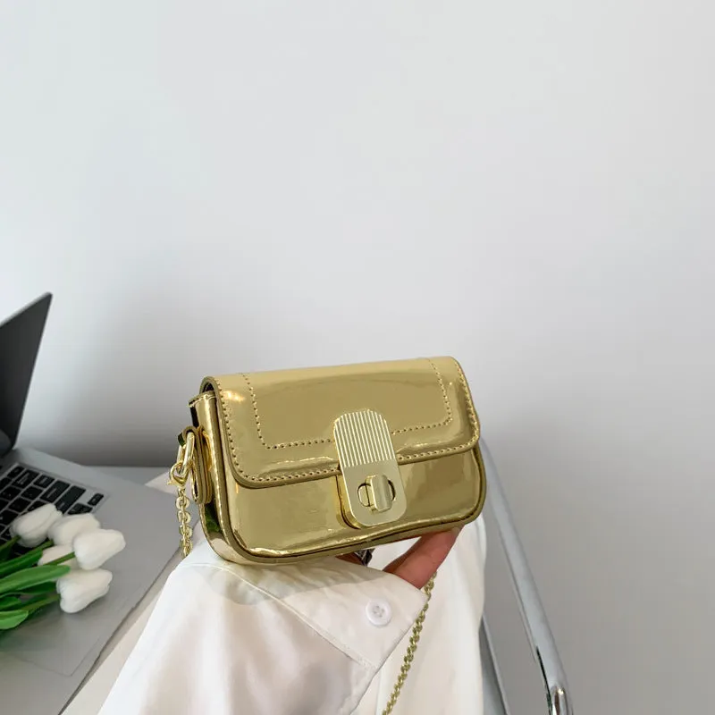 2023New Spring and Summer Bright Leather Women's Bag Special-Interest Design Chain Texture Fashion Mini Small Bag Candy Color Women's Bag