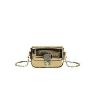 2023New Spring and Summer Bright Leather Women's Bag Special-Interest Design Chain Texture Fashion Mini Small Bag Candy Color Women's Bag