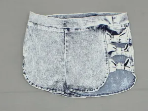 36 Point 5 Women's Bleach Wash Bow Side Denim Shorts