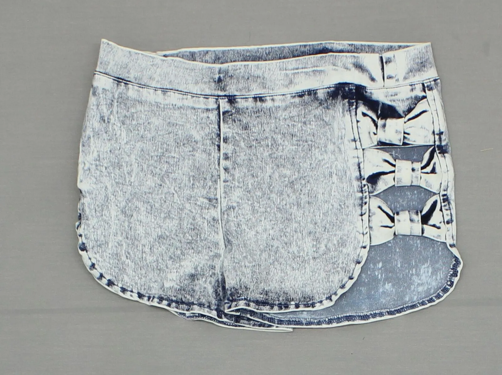 36 Point 5 Women's Bleach Wash Bow Side Denim Shorts