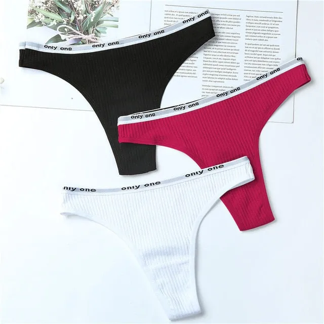 3Pcs/Lot Women's Cotton G-String Thong Panties String Underwear Women Briefs Sexy Lingerie Pants Intimate Ladies Letter Low-Rise