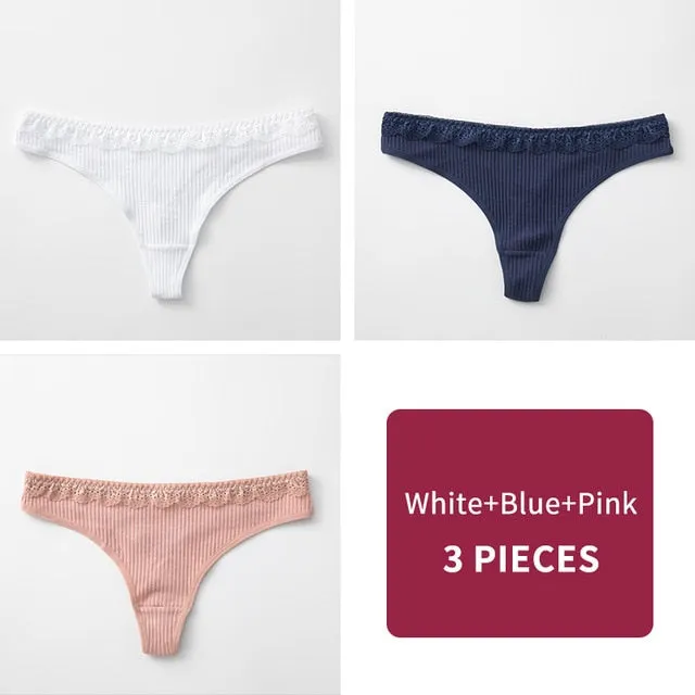 3Pcs/Lot Women's Cotton G-String Thong Panties String Underwear Women Briefs Sexy Lingerie Pants Intimate Ladies Letter Low-Rise
