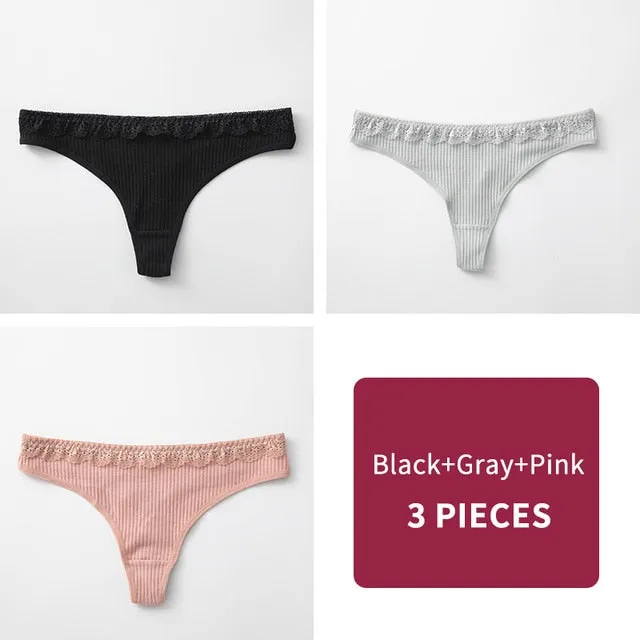 3Pcs/Lot Women's Cotton G-String Thong Panties String Underwear Women Briefs Sexy Lingerie Pants Intimate Ladies Letter Low-Rise