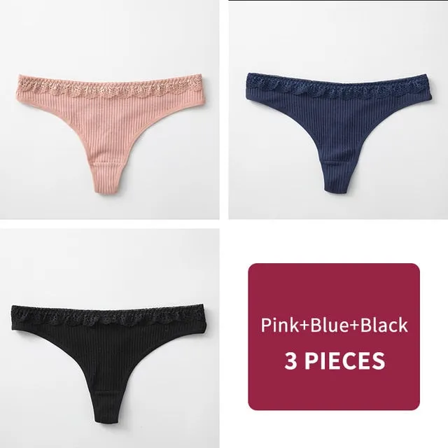 3Pcs/Lot Women's Cotton G-String Thong Panties String Underwear Women Briefs Sexy Lingerie Pants Intimate Ladies Letter Low-Rise