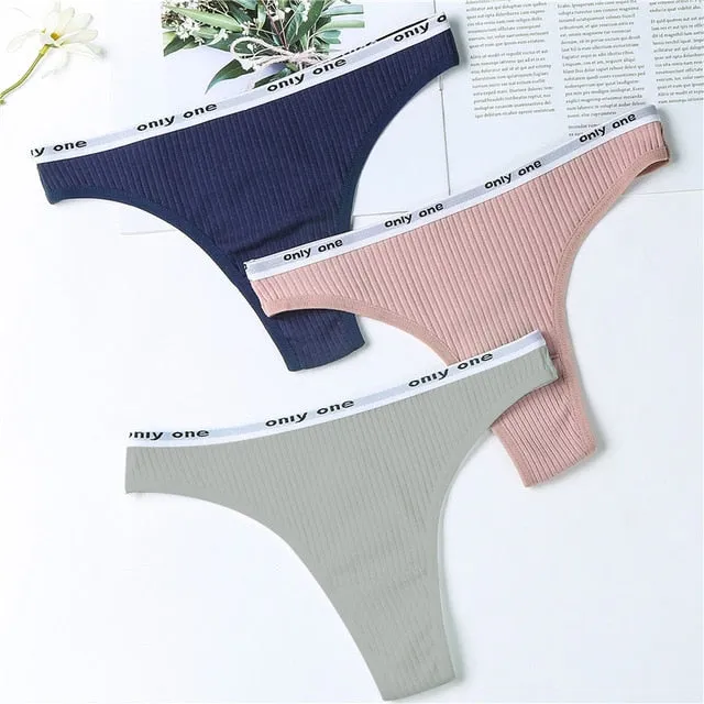 3Pcs/Lot Women's Cotton G-String Thong Panties String Underwear Women Briefs Sexy Lingerie Pants Intimate Ladies Letter Low-Rise
