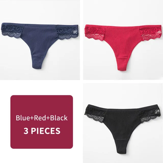 3Pcs/Lot Women's Cotton G-String Thong Panties String Underwear Women Briefs Sexy Lingerie Pants Intimate Ladies Letter Low-Rise