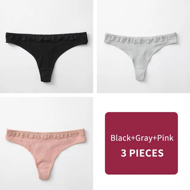 3Pcs/Lot Women's Cotton G-String Thong Panties String Underwear Women Briefs Sexy Lingerie Pants Intimate Ladies Letter Low-Rise