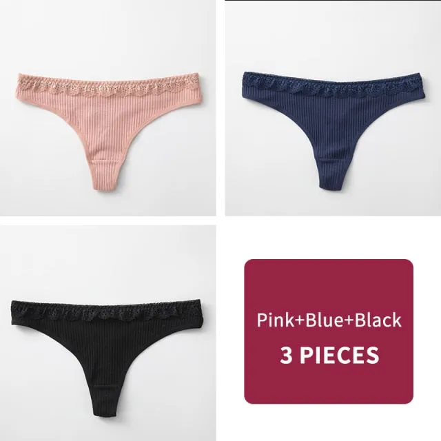 3Pcs/Lot Women's Cotton G-String Thong Panties String Underwear Women Briefs Sexy Lingerie Pants Intimate Ladies Letter Low-Rise