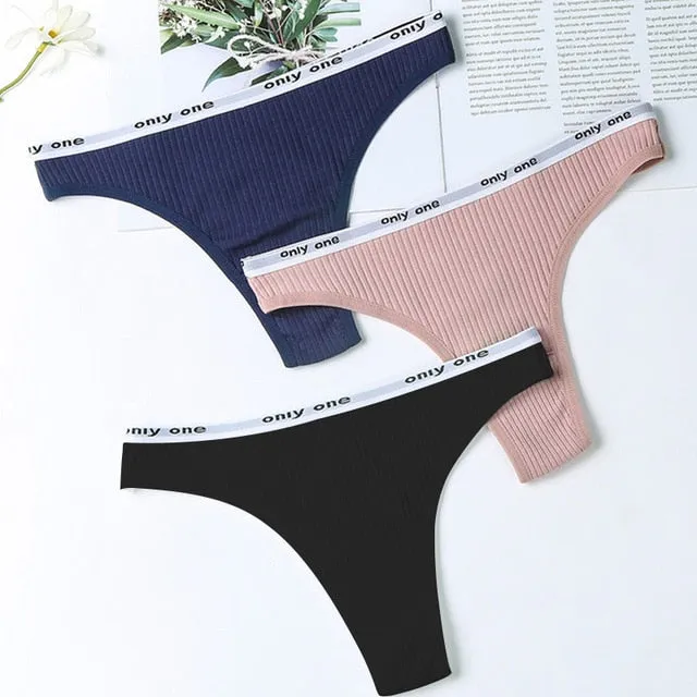 3Pcs/Lot Women's Cotton G-String Thong Panties String Underwear Women Briefs Sexy Lingerie Pants Intimate Ladies Letter Low-Rise