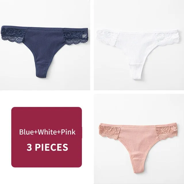 3Pcs/Lot Women's Cotton G-String Thong Panties String Underwear Women Briefs Sexy Lingerie Pants Intimate Ladies Letter Low-Rise