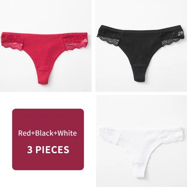 3Pcs/Lot Women's Cotton G-String Thong Panties String Underwear Women Briefs Sexy Lingerie Pants Intimate Ladies Letter Low-Rise